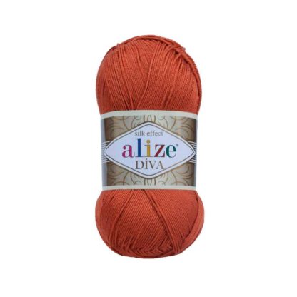 36 Terra Caramiziu Fir Crosetat Papuci Alize Diva Silky Effect Acril Microfibra