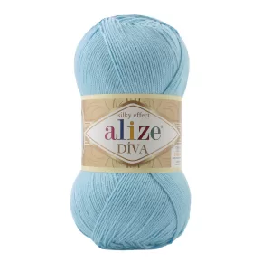 Alize Diva Silky Effect_Cod 346_Albastru cer_fir de tricotat si crosetat