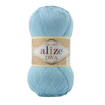 Alize Diva Silky Effect_Cod 346_Albastru cer_fir de tricotat si crosetat