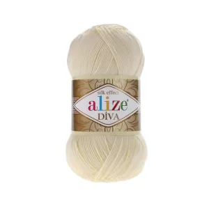 Fir de tricotat si crosetat Alize Diva Silky Effect_Cod 1_Crem