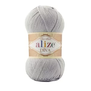 Fir de tricotat si crosetat Alize Diva Silky Effect_Cod _168_Gri deschis