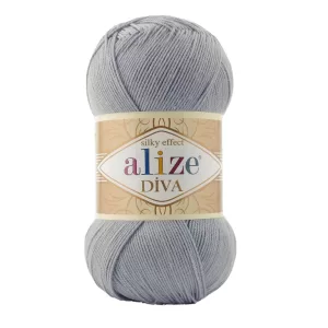 Fir de tricotat si crosetat Alize Diva Silky Effect_Cod _355_Gri Perlat