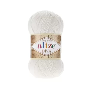 Fir de tricotat si crosetat Alize Diva Silky Effect_Cod _450_Alb perlat