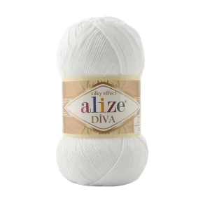 Fir de tricotat si crosetat Alize Diva Silky Effect_Cod _55_Alb