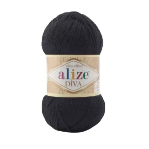 Fir de tricotat si crosetat Alize Diva Silky Effect_Cod _60_Negru