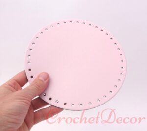 Baza Rotunda Perforata Roz din Piele Ecologica pt Genti Crosetate