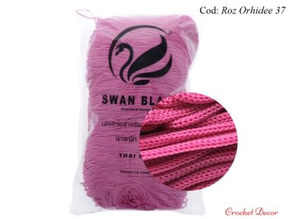 Fir de tricotat si crosetat genti Swan Black Roz Orhidee - 037