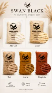 Fir pentru crosetat genti Swan Black_nuante de bej