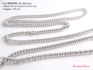 Lant metalic din aliaj usor_MITITEL_Latime 0,6 cm pentru genti crosetate