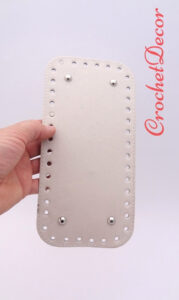 Baza Posete Crosetat din Piele Ecologica cu Picioruse Metalice Crem