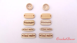 Etichete Embleme Lemn Hand Made Accesorii Crosetat si Tricotat