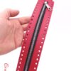 Full Zipp - fermoar 30 cm cu bordura integrala din piele ecologica gaurita pentru genti crosetate - Rosu
