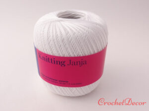 Janja - Fir de Tricotat şi Croşetat 100% Bumbac Mercerizat - Culoare Alb