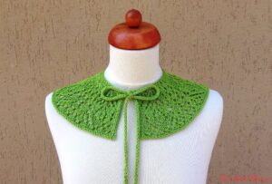 Guler tricotat manual din fir de tricotat Fiocco bumbac mercerizat, andrele 3 mm_Crochet Decor