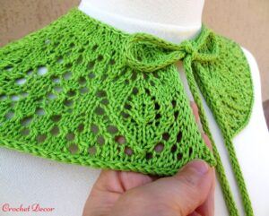 Guler tricotat manual din fir de tricotat Fiocco bumbac mercerizat, andrele 3 mm_Crochet Decor_3