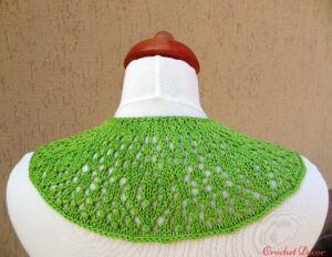 Guler tricotat manual din fir de tricotat Fiocco bumbac mercerizat, andrele 3 mm_Crochet Decor_4
