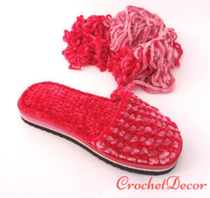 Papuci de Casa Crosetati cu Fir Velur Vellutino pe Talpa Spuma Eva CrochetDecor