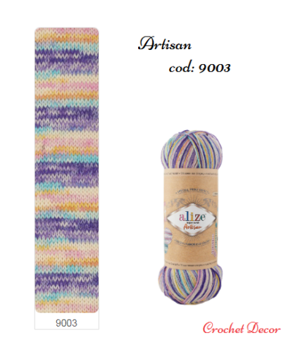Fir de tricotat si crosetat ciorapi_Alize_Artisan_print 9003 mov, bleu, roz