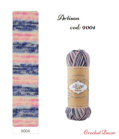 Fir de tricotat si crosetat ciorapi_Alize_Artisan_print 9004 bleumarin, bleu, roz