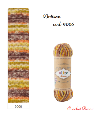 Fir de tricotat si crosetat ciorapi_Alize_Artisan_print 9005 maro, portocaliu, verde