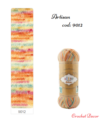 Fir de tricotat si crosetat ciorapi_Alize_Artisan_print 9012 roz, portocaliu, verde