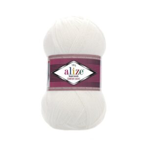 Fir de tricotat sosete Alize SUPERWASH COMFORT_55_Alb