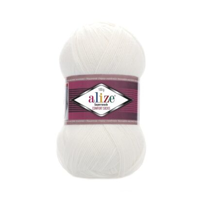 Fir de tricotat sosete Alize SUPERWASH COMFORT_55_Alb