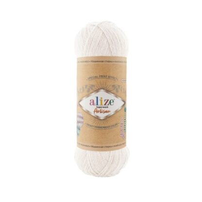 Fir de tricotat sosete Alize Superwash ARTISAN_culoare_55_Alb