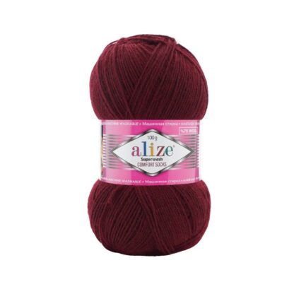 Fir de tricotat sosete UNI Alize SUPERWASH COMFORT_578_Bordo