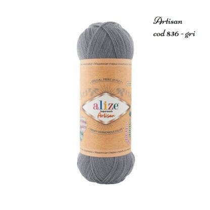 Fir de tricotat sosete_SUPERWASH ARTISAN_836_Grey