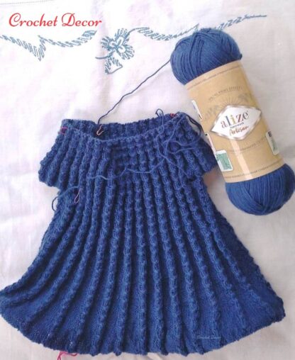 Sarafan tricotat cu fir Alize Artisan_culoare Bleumarin