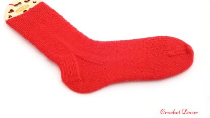 Sosete tricotate manual din lana _ Fir Alize Artisan _culoare rosu_4