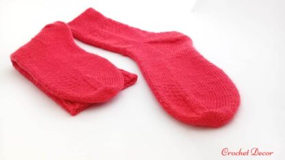 Sosete tricotate manual din lana _ Fir Alize Artisan _culoare rosu_6