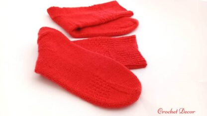 Sosete tricotate manual din lana _ Fir Alize Artisan _culoare rosu_8