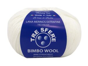 Fir de tricotat si crosetat din lana merino extrafina Bimbo Wool Culoare ALB - 1