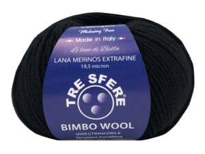 Fir de tricotat si crosetat din lana merino extrafina Bimbo Wool Culoare Negru - 28