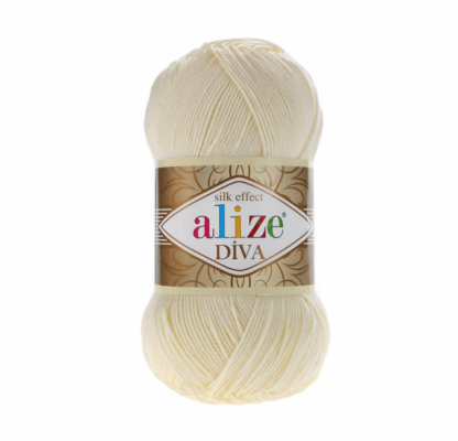 Alize Diva Silky Effect Fir Tricotat si Crosetat Microfibra Acrilica Alb Unt 01