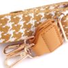 Bretea textila echipata cu carabine pentru genti handmade_culoare 2 Maro Mustar cu Alb_3