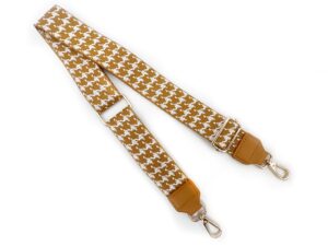 Bretea textila echipata cu carabine pentru genti handmade_culoare Mustar cu alb_02