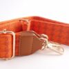 Bretea textila echipata cu carabine pentru genti handmade_culoare Portocaliu cu Maro_4