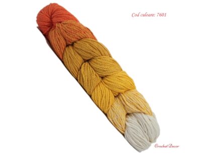 Rio - fir tresă tip snur pentru genti tricotate si crosetate multicolor in degrade - culoare 7601 - portocaliu galben alb