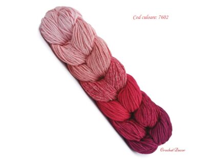 Rio - fir tresă tip snur pentru genti tricotate si crosetate multicolor in degrade - culoare 7602 -Roz inchis roz deschis