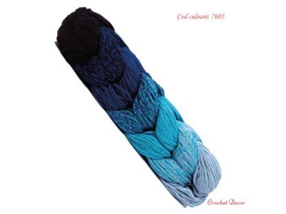 Rio - tresă fir tip snur pentru genti tricotate si crosetate multicolor in degrade - culoare 7605 - bleumarin albastru bleu