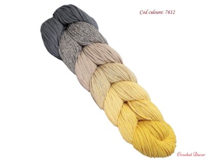 Rio - fir tresă tip snur pretricotat pentru genti tricotate si crosetate multicolor in degrade - culoare 7612