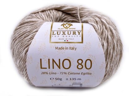 Fir de tricotat si crosetat Lino 80 - bumbac cu in culoare 2 Bej natur