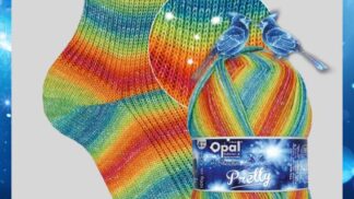 Fir de tricotat sosete cu sclipici OPAL - Colectia Pretty_culoare 11284 curcubeu