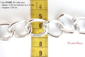Lant din aliaj usor MARE_latime 2 cm, lungime 120 cm_Argintiu_2