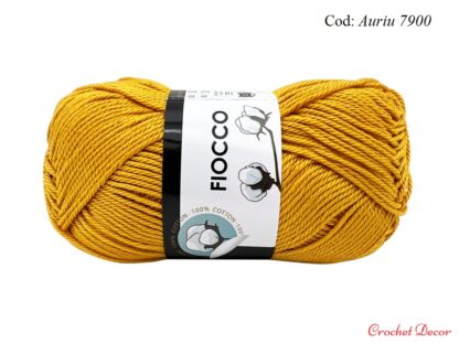 Fir de tricotat si crosetat Bumbac mercerizat_Fiocco_ culoare Auriu 7900