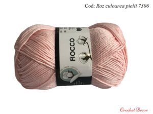 Fir de tricotat si crosetat Bumbac mercerizat_Fiocco_ culoare Roz culoarea Pielii 7036