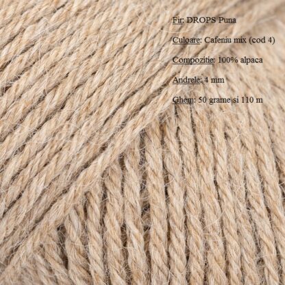 Fir de tricotat si crosetat Drops Puna (alpaca) culoare Cafeniu Natural 04